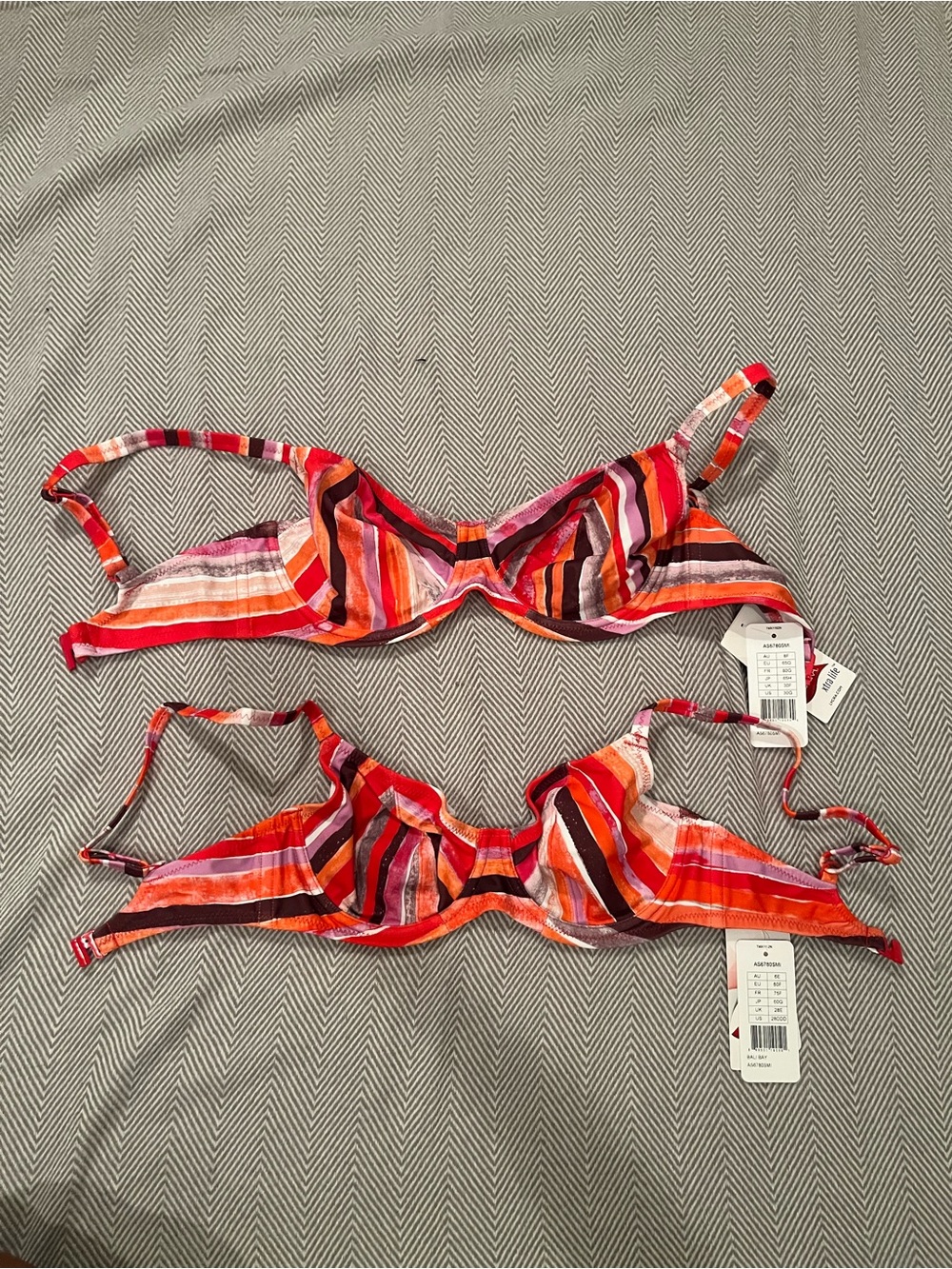 Freya Striped Bikini Tops (sold separately) - Size 28DDD and 30F